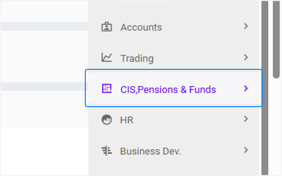 Click on CIS,Pensions & Funds