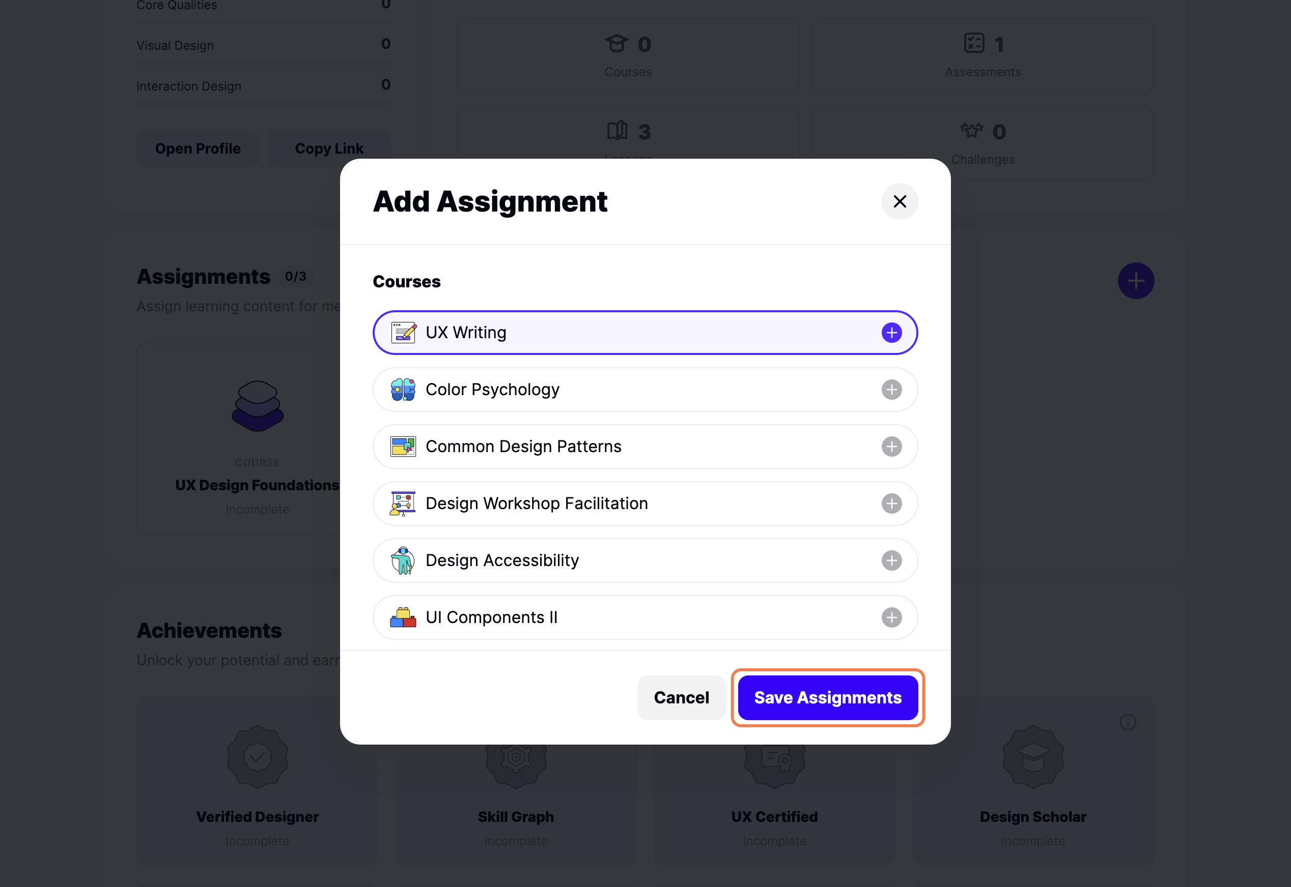 Click on Save Assignments