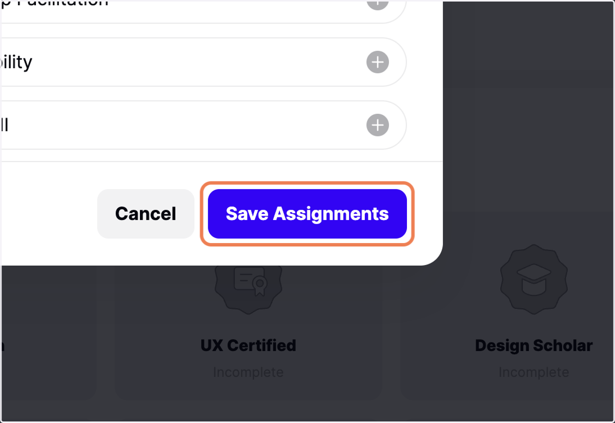 Click on Save Assignments