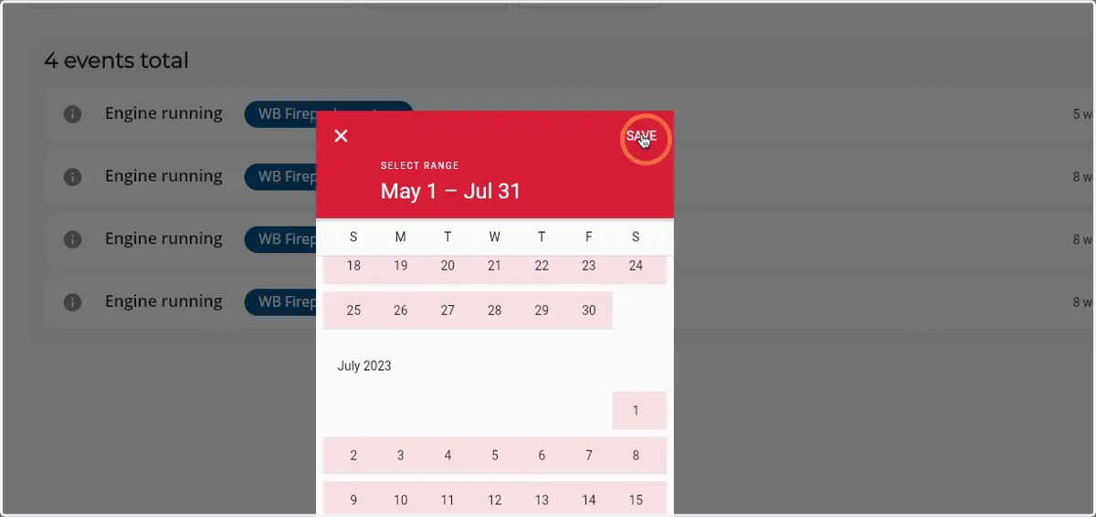 Click 'Save' to apply the date range filter