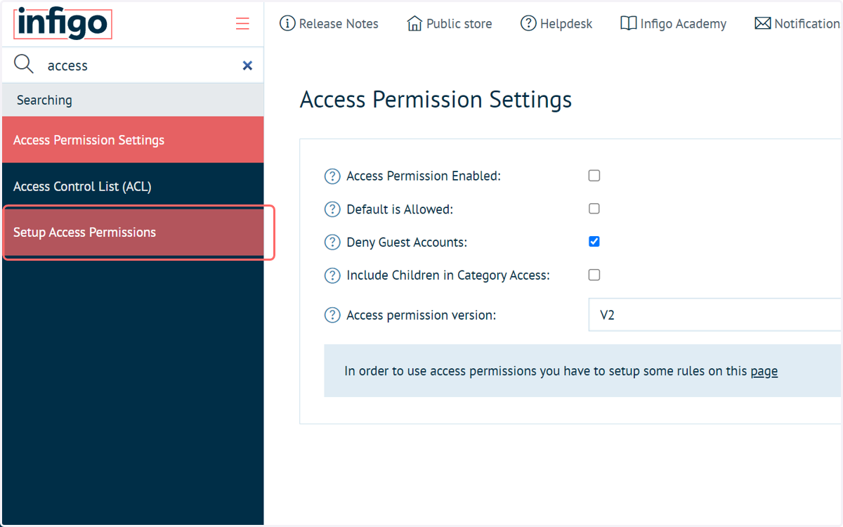 Navigate to Setup Access Permissions