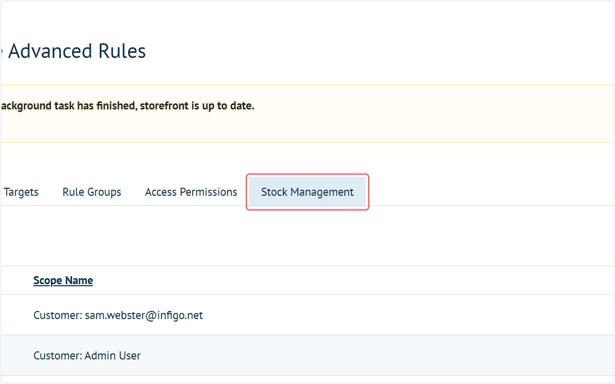 In the admin area, click on Stock Management