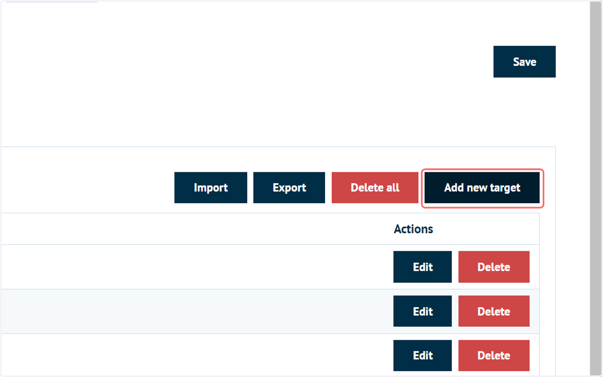 Click on Add new target