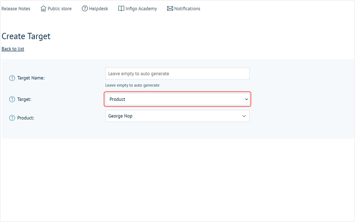 Select the type of Target