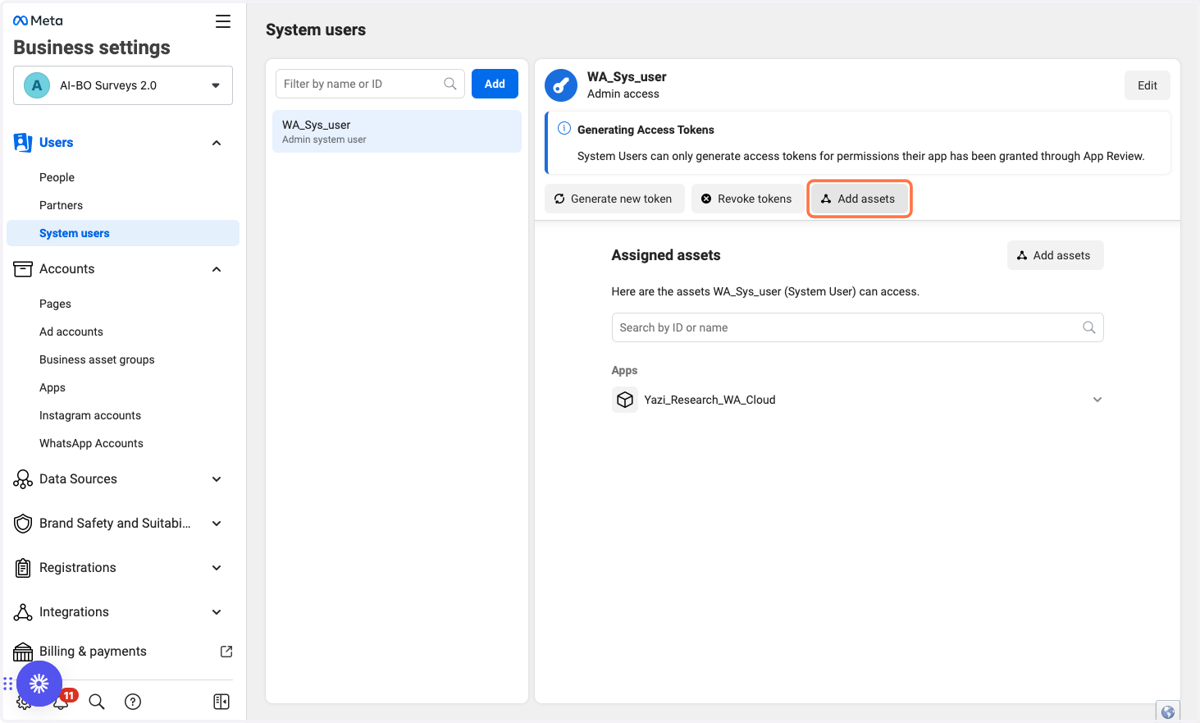 Click on Add assets