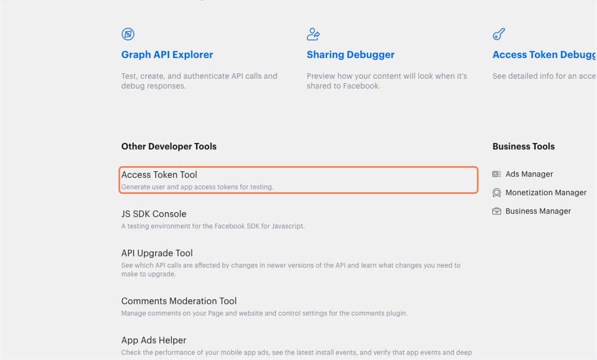 Click on Access Token Tool