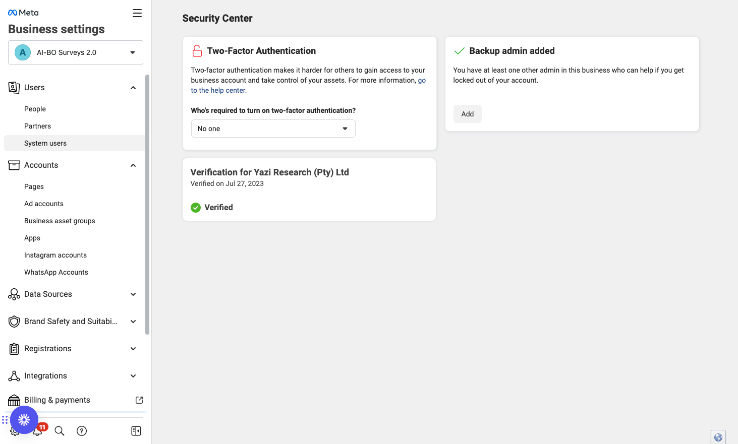 Click on System users