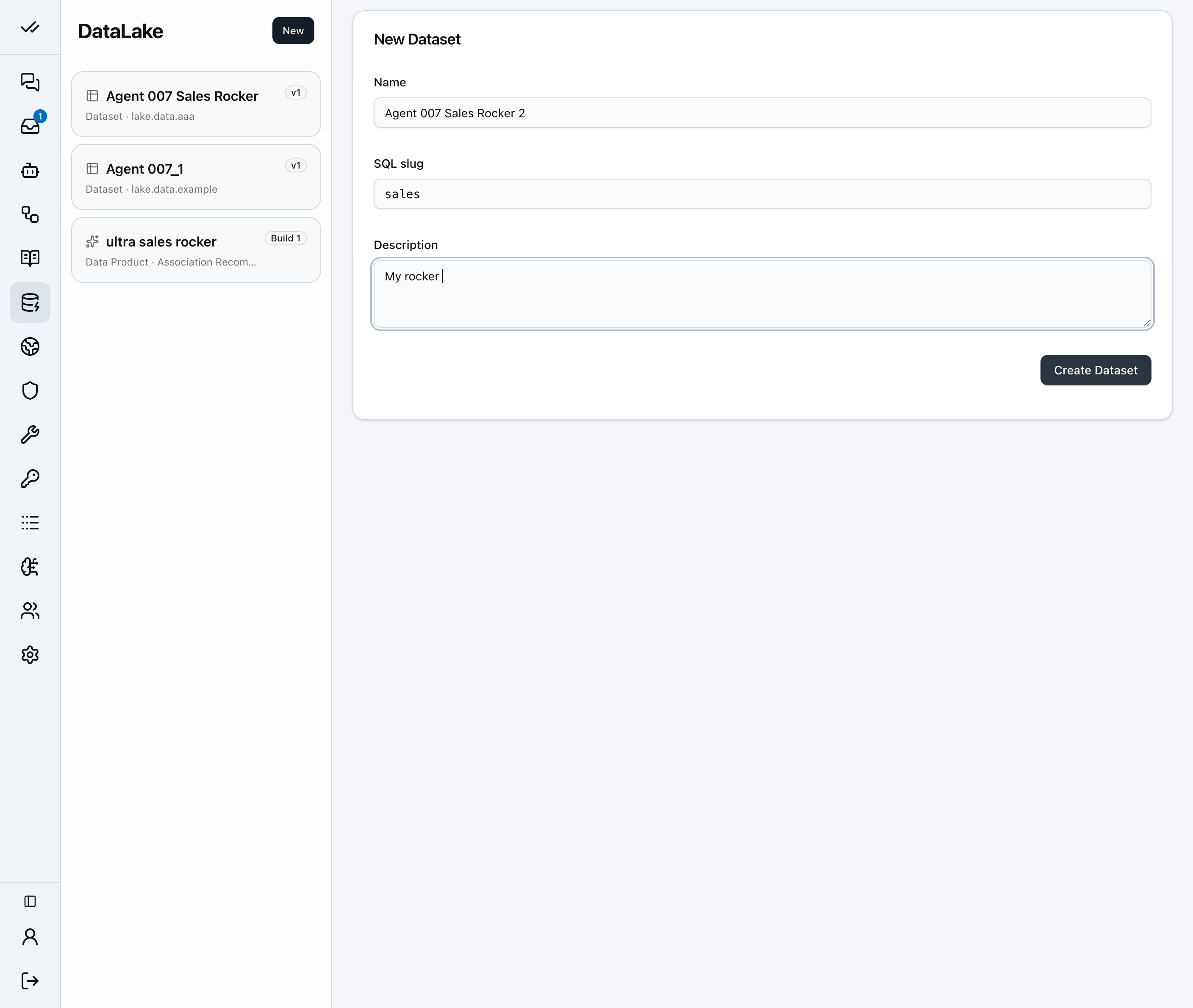 Step 6 of the datasets walkthrough