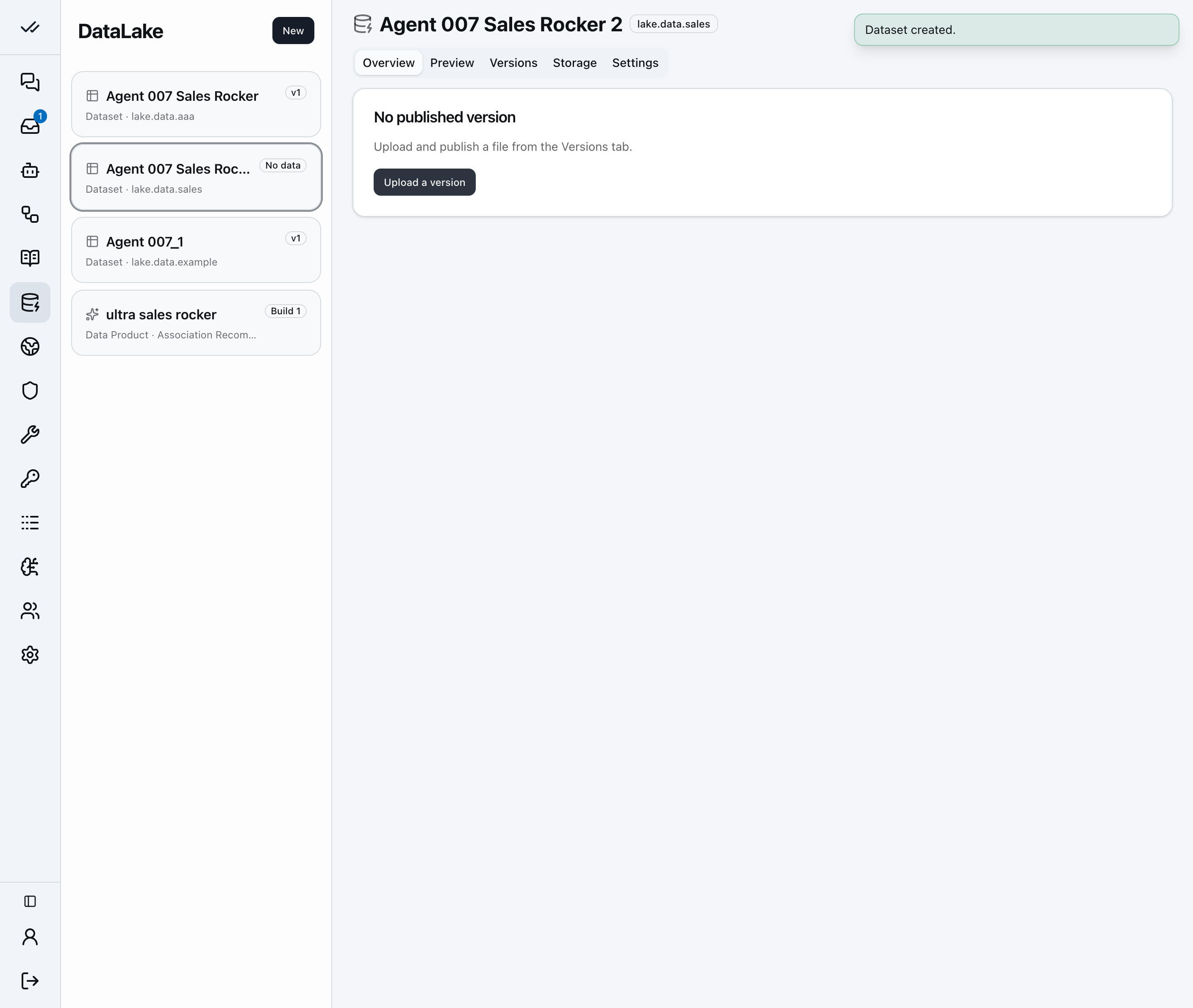Step 7 of the datasets walkthrough