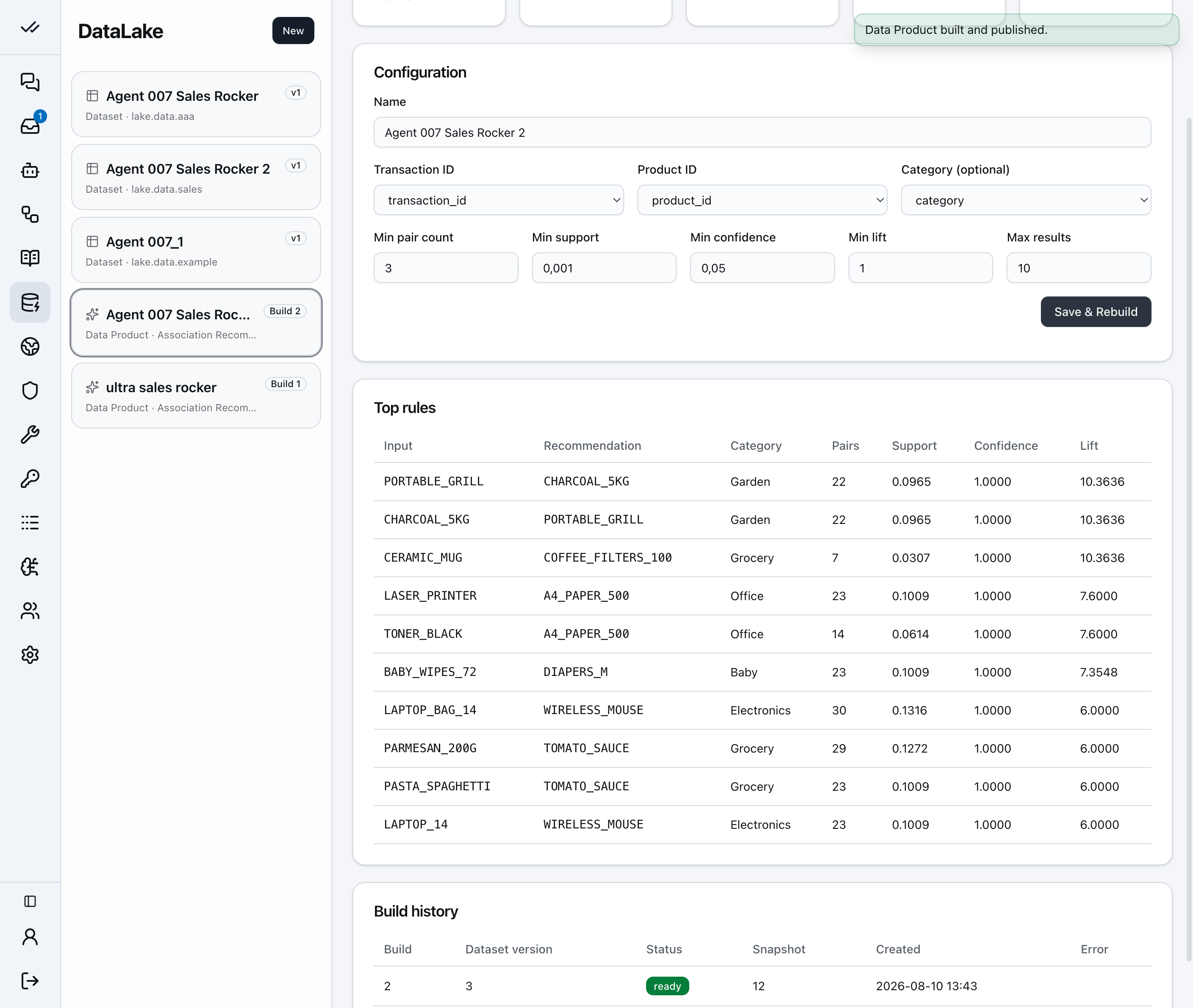 Step 19 of the datasets walkthrough