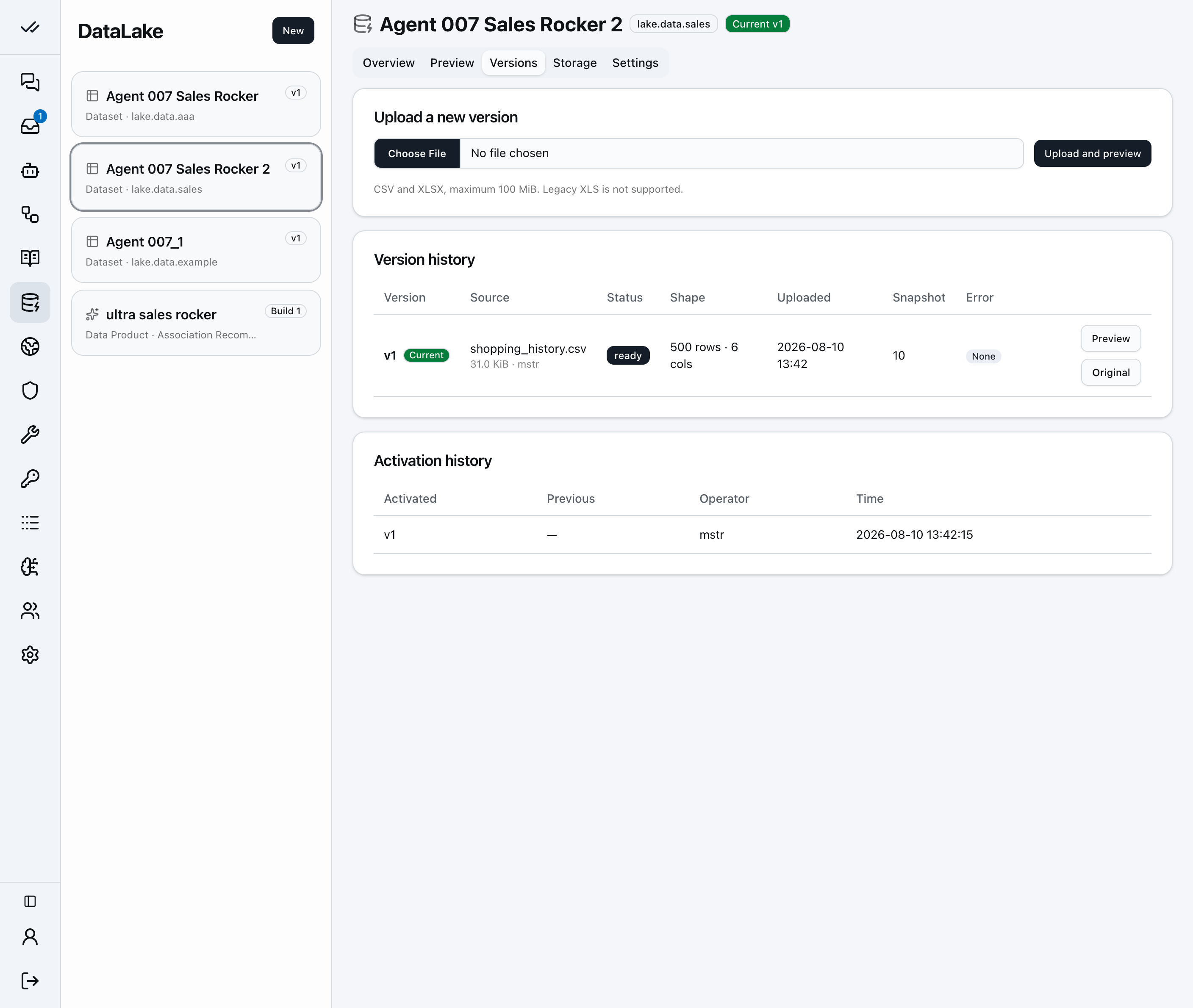 Step 11 of the datasets walkthrough