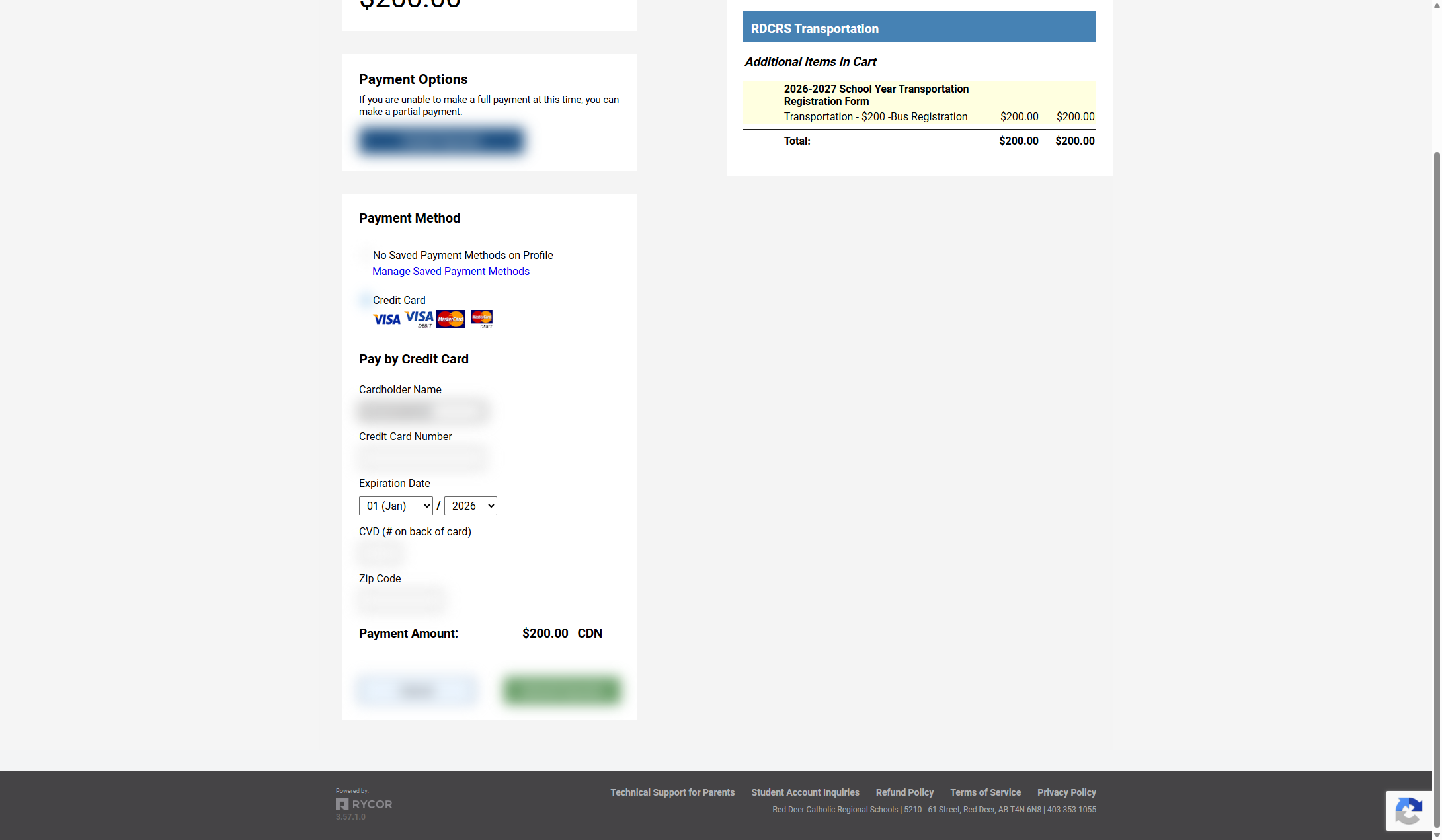 Enter in the credit card information