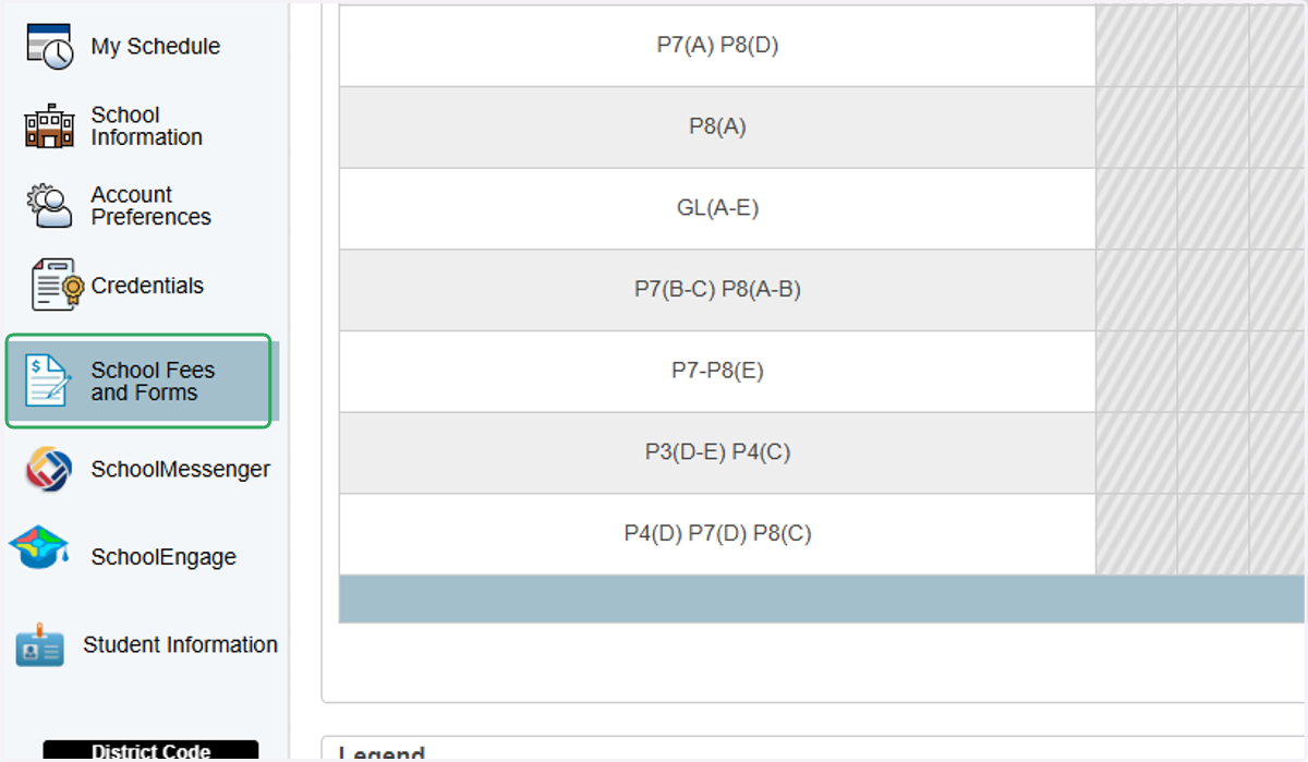 Click on School Fees and Forms