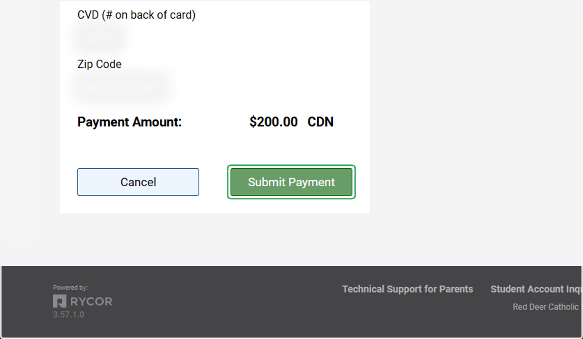 Click on Submit Payment
