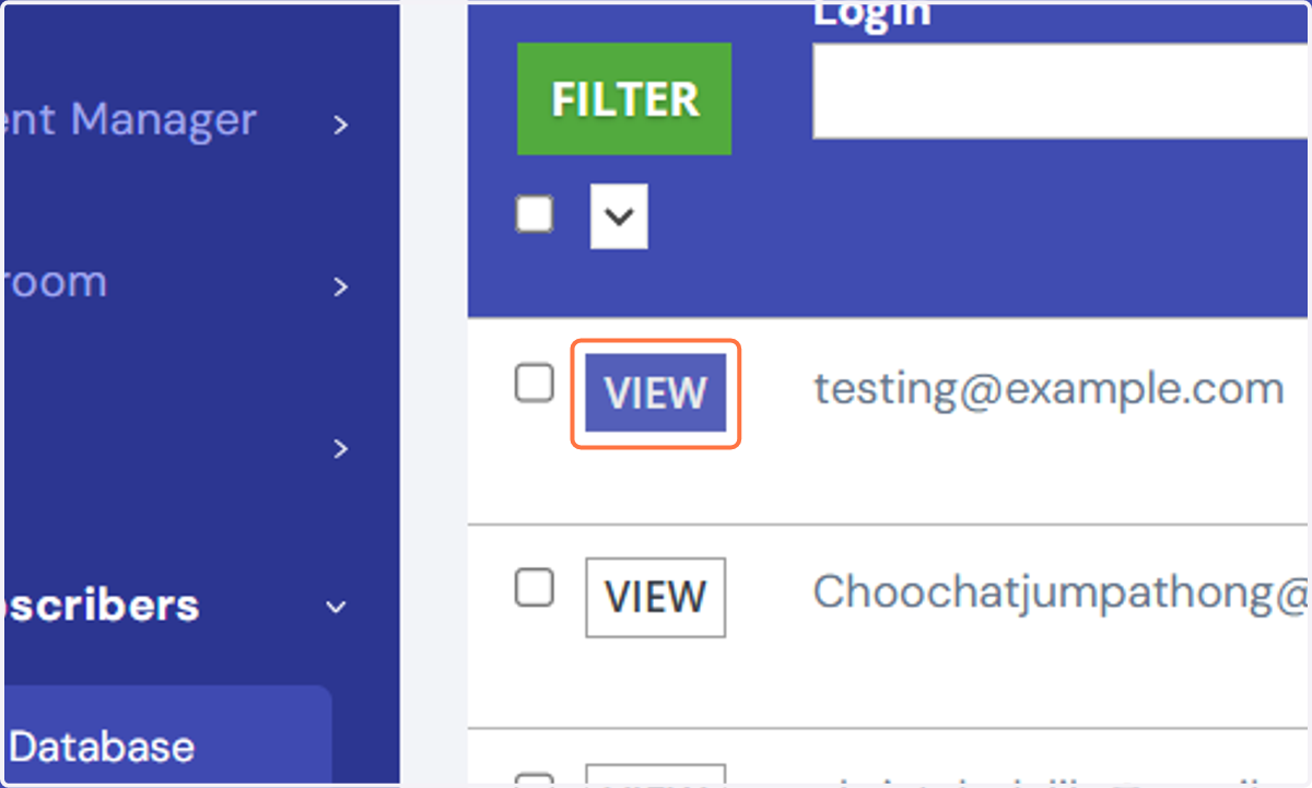 Once your subscriber's name appears, tap the "View" link that corresponds to that record, as shown below.