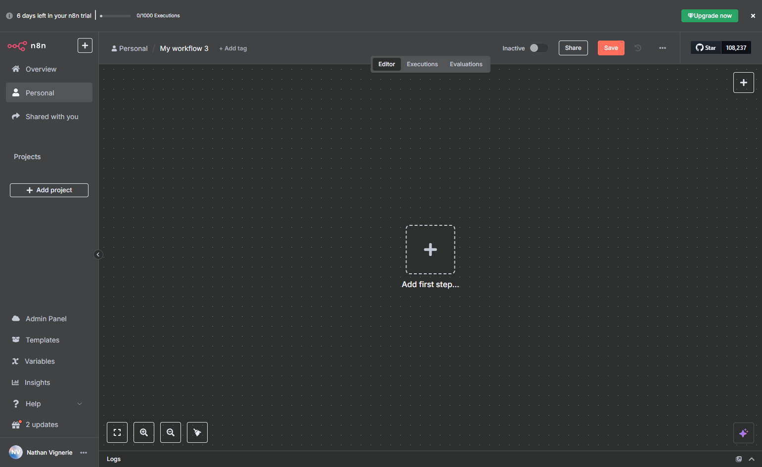 Click on Add first step.
