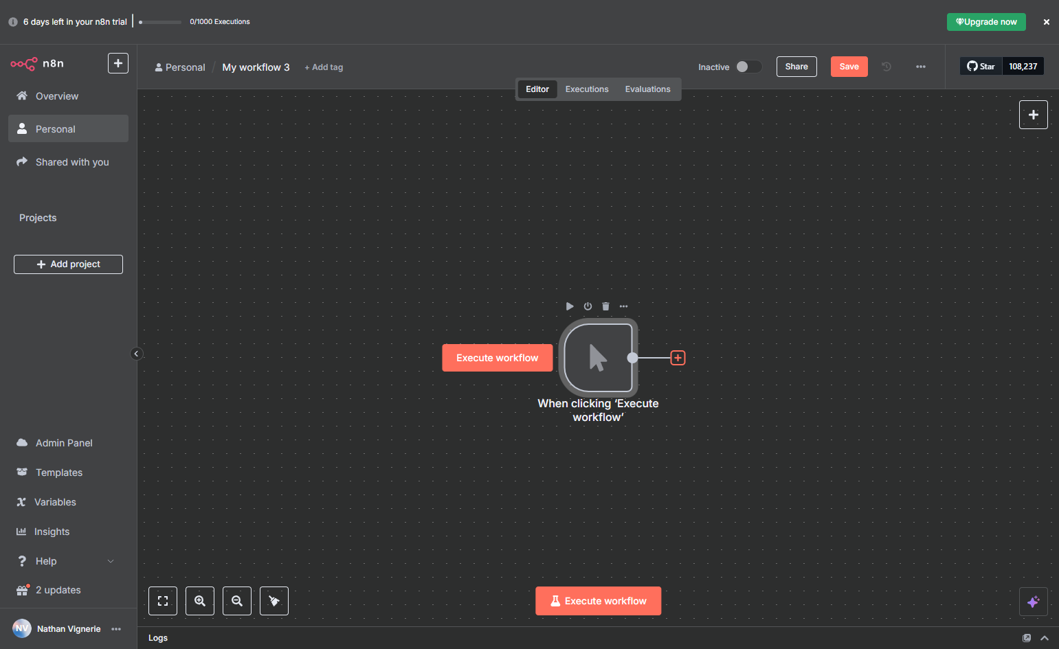 Click on the "+" button to add a new node.