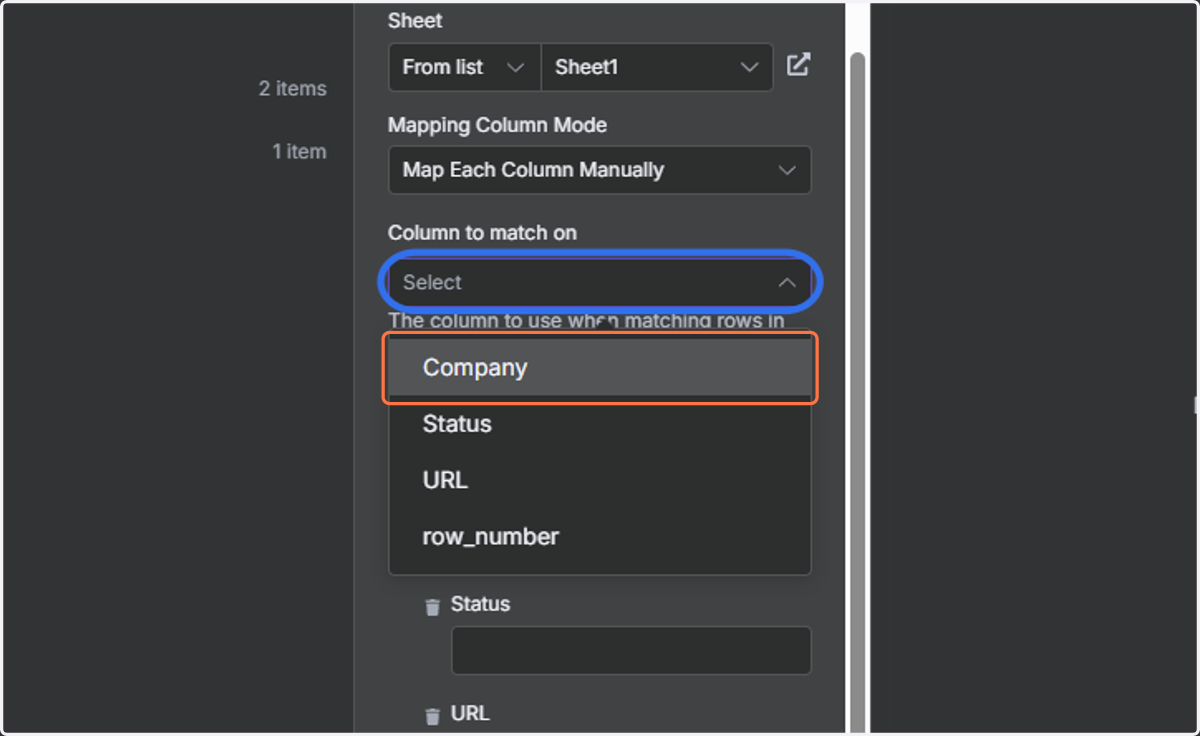 Click on "Select" and choose "Company".