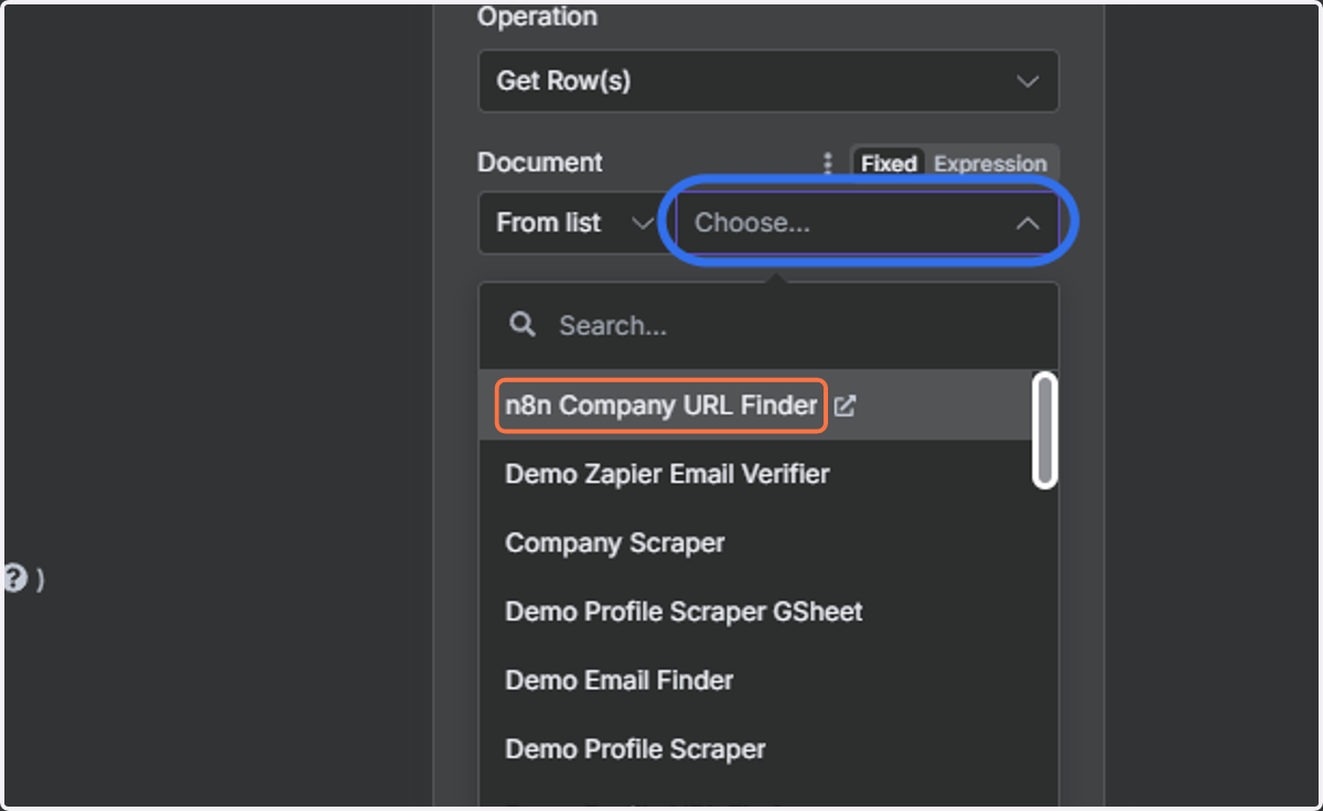 Click on "Choose" and select your Google Sheet document.