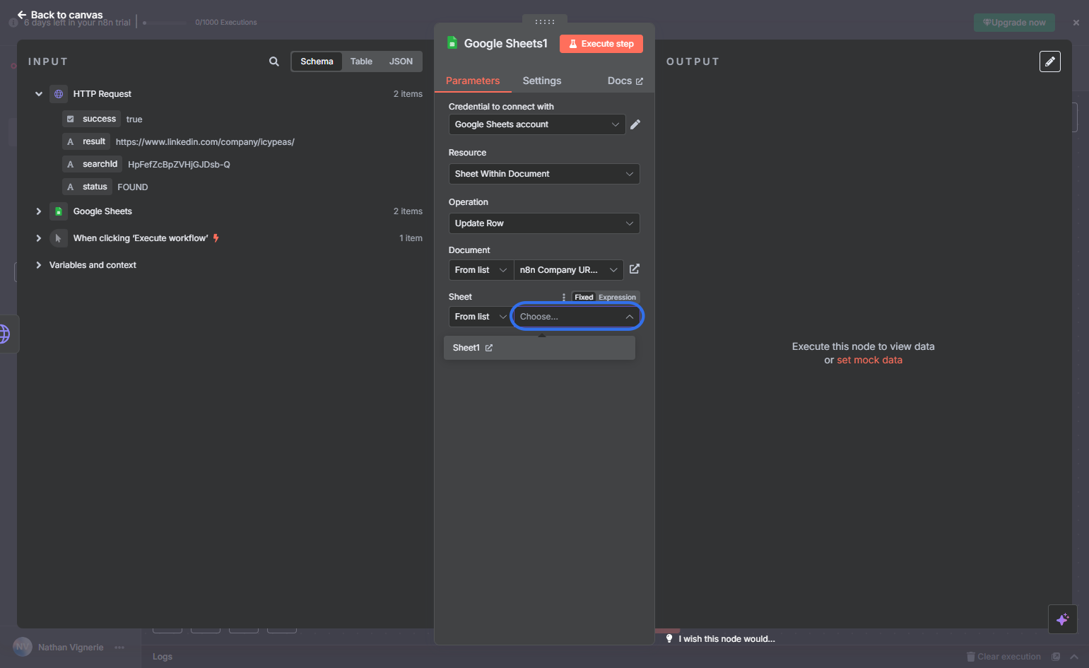 Click on Choose and select the Sheet you created.