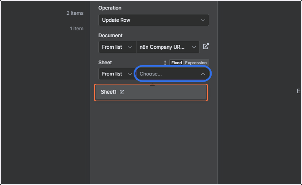 Click on Choose and select the Sheet you created.