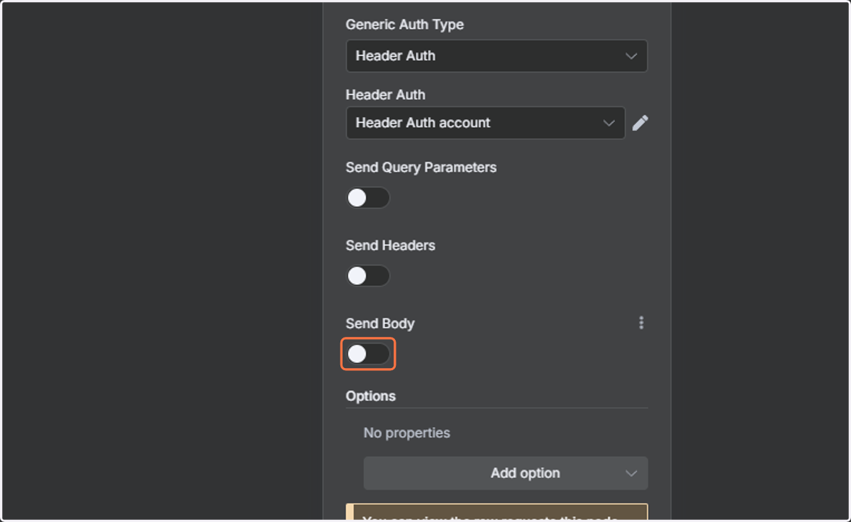 Turn on the Send Body option.