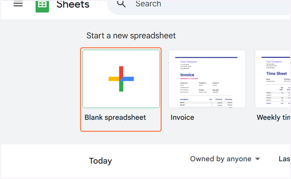 If you don’t have an existing Google Sheet, create a new one.