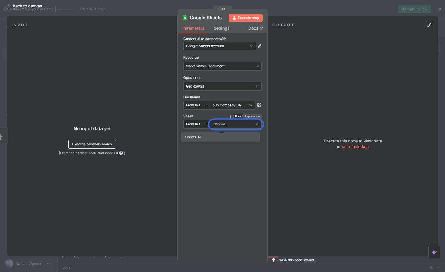 Click on "Choose" and select the Sheet you created.