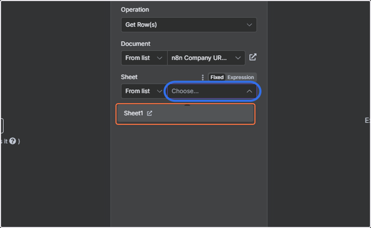 Click on "Choose" and select the Sheet you created.