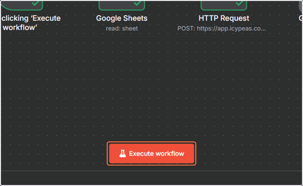 Go back to your workflow and click on Execute workflow.