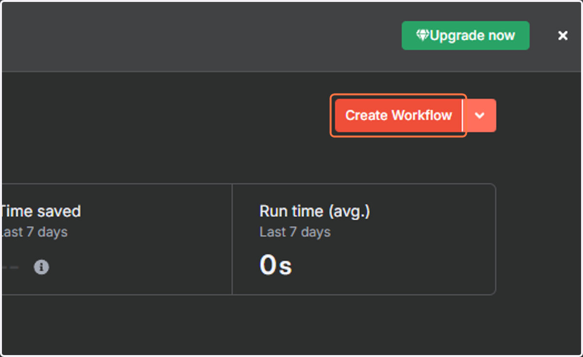 Go to n8n and click on Create Workflow.