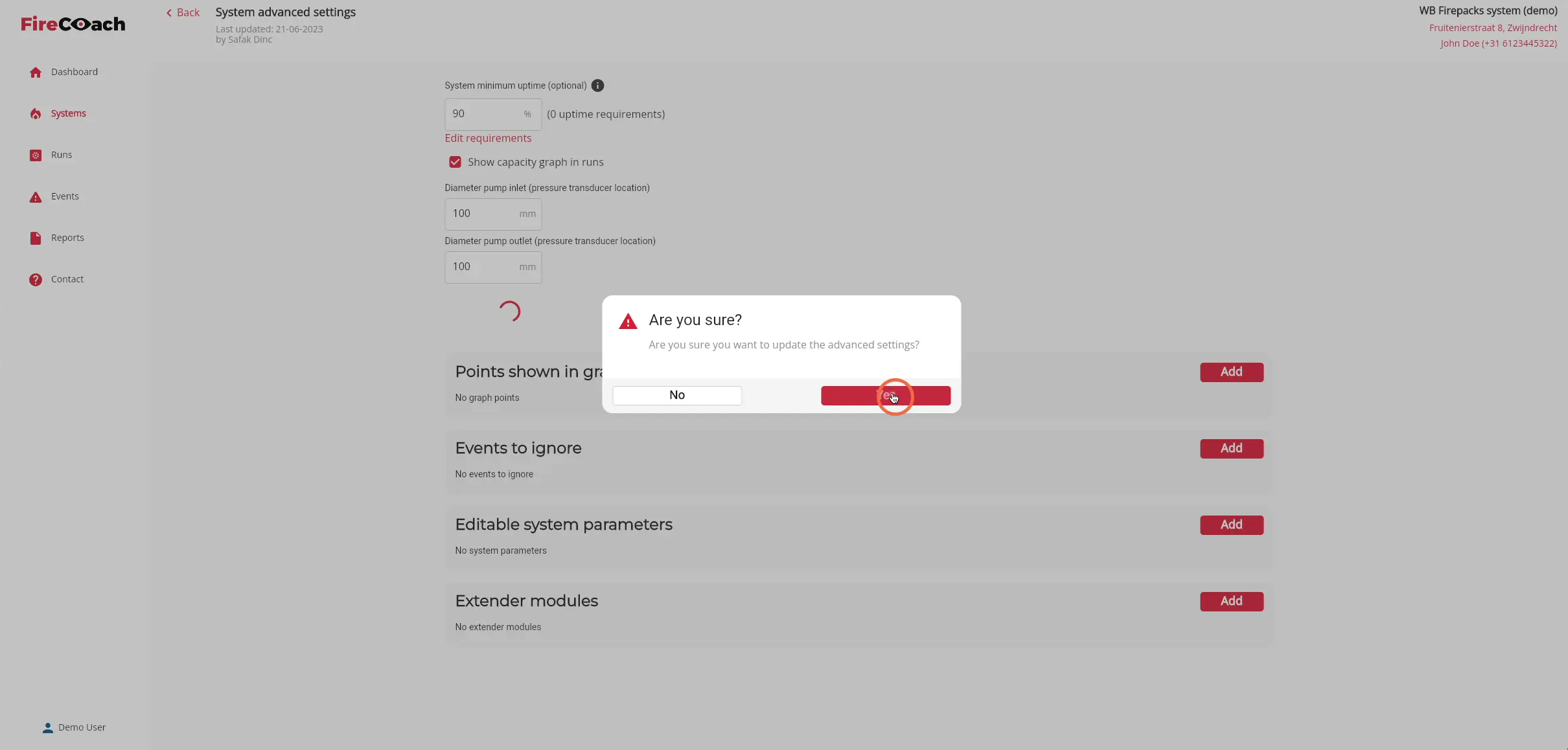 Confirm the changes by clicking 'Yes'