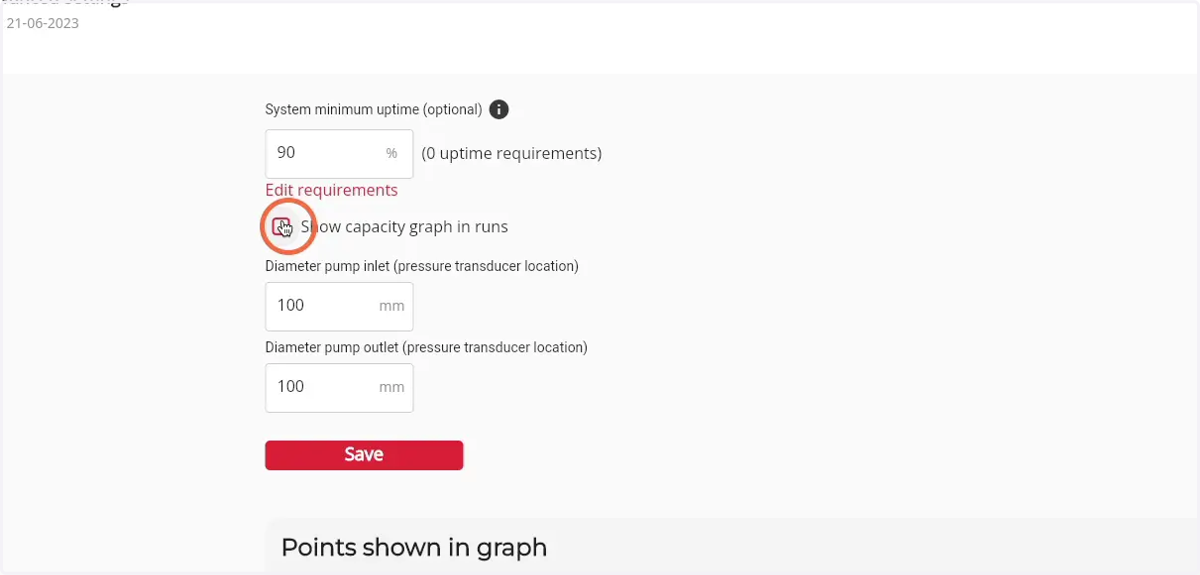 Enable the 'Show capacity graph in runs' checkbox