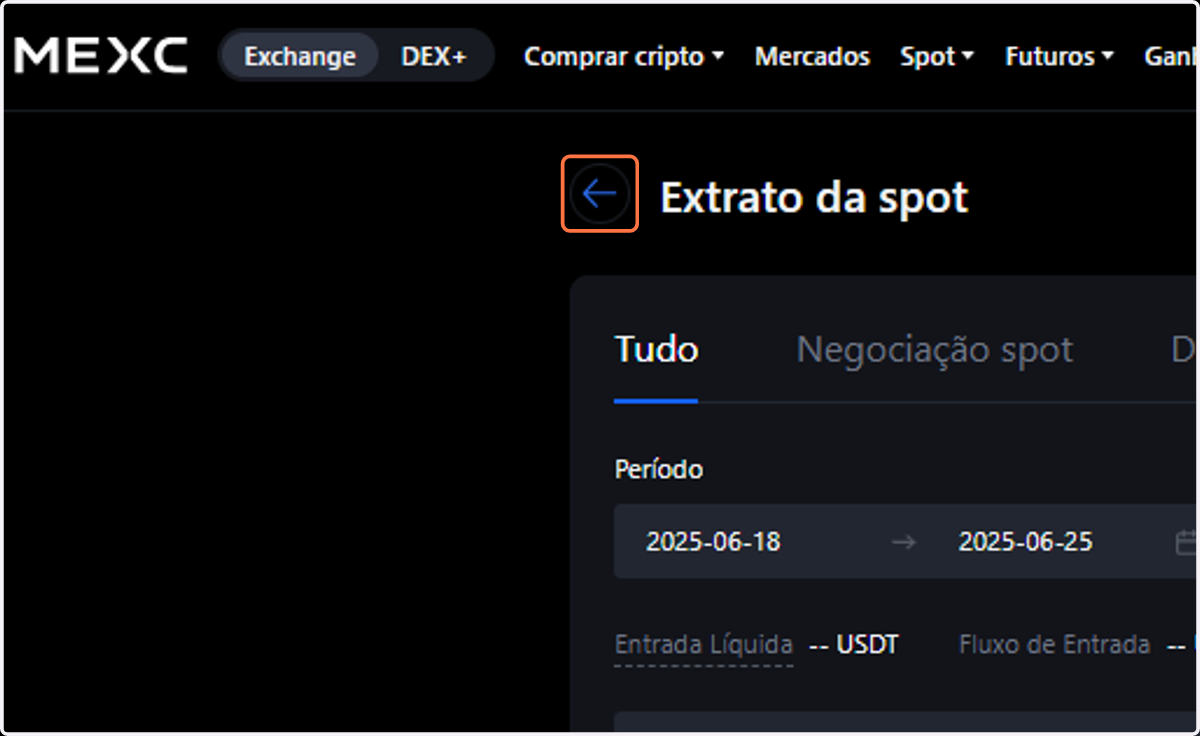 Clique em voltar