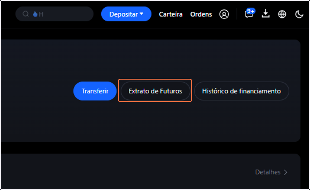Clique em Extrato de Futuros