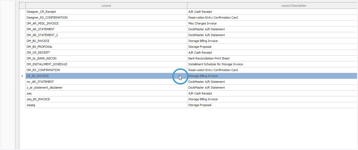 Select layout for editing