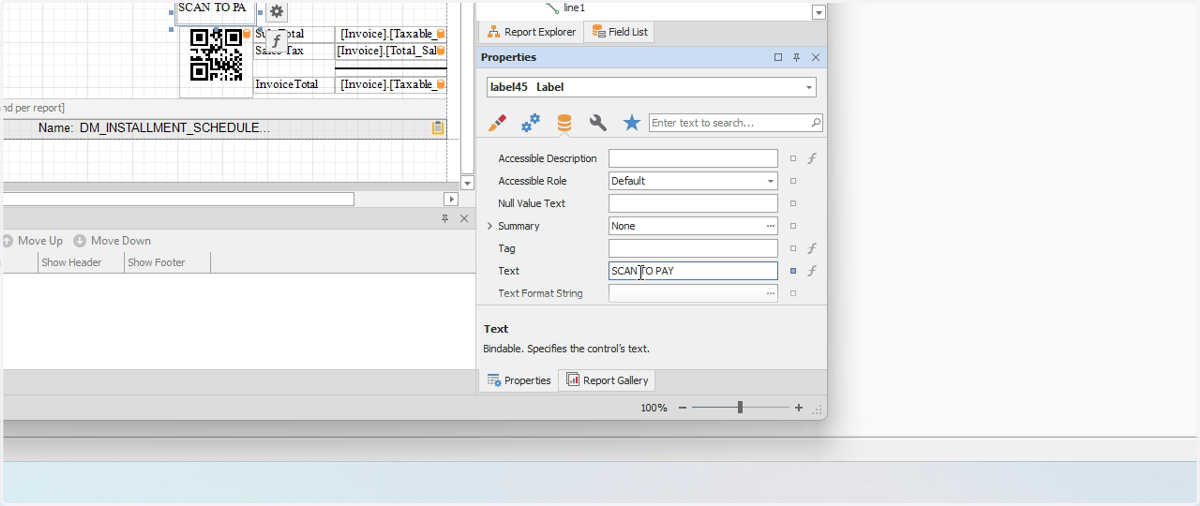 Type in 'Text' field