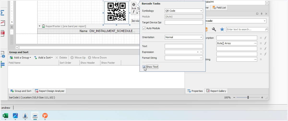 Un-Check 'Show Text' for QR only