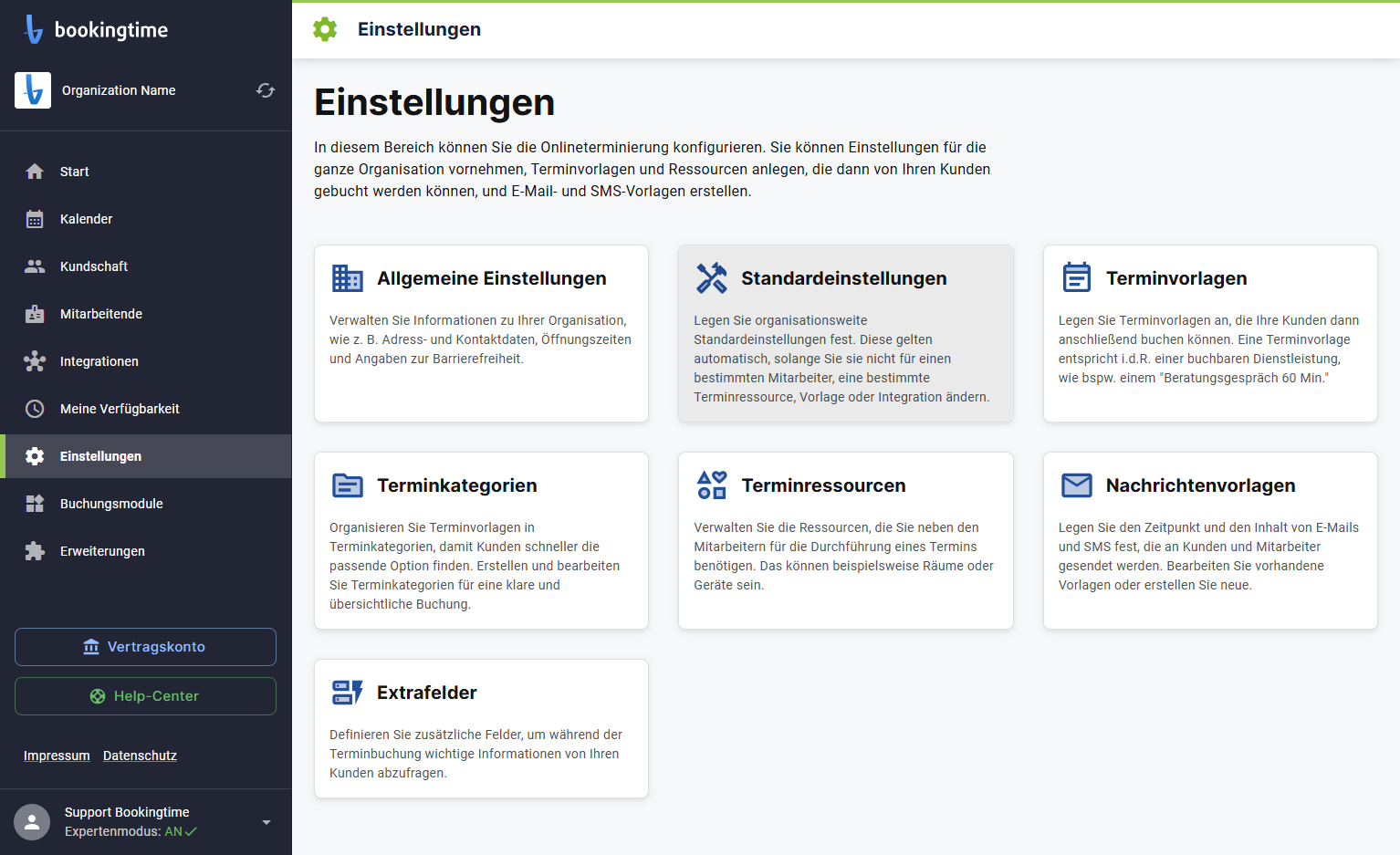 Standardeinstellungen
