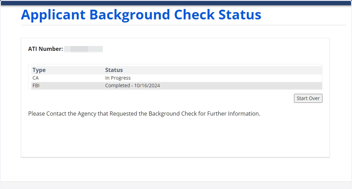 NOTE: For AHCA Transactions that are completed by the FDLE may take up to 5 Business days to show on the AHCA Portal. Questions for AHCA may be addressed to BGS_SUPPORT@ahca.myflorida.com