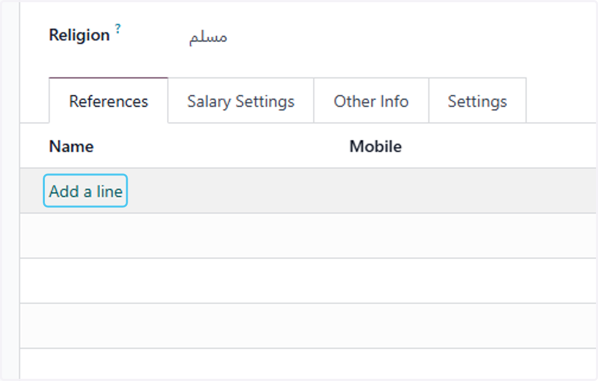 Click on Add a line