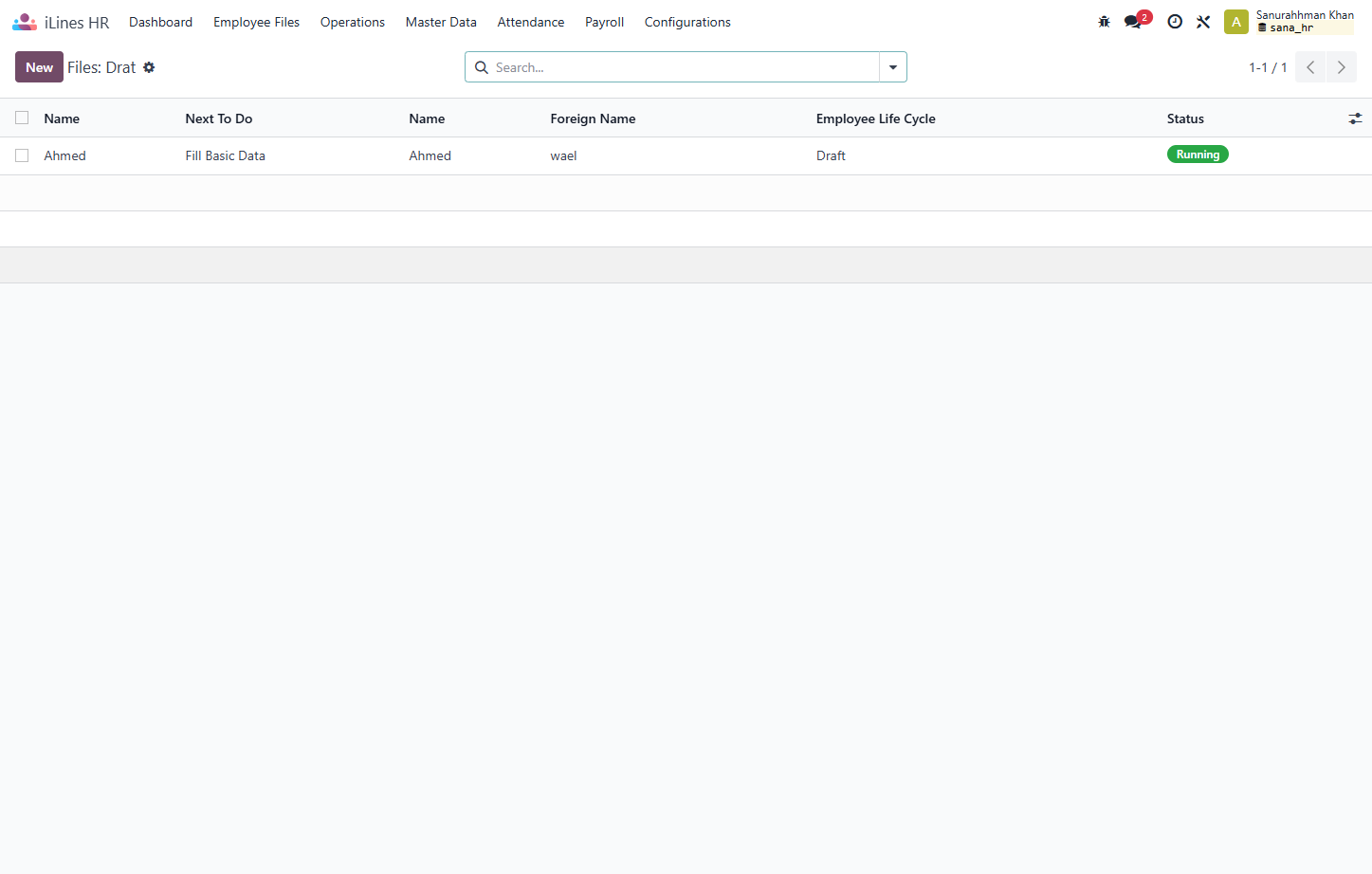 Finally A draft Employee file is create