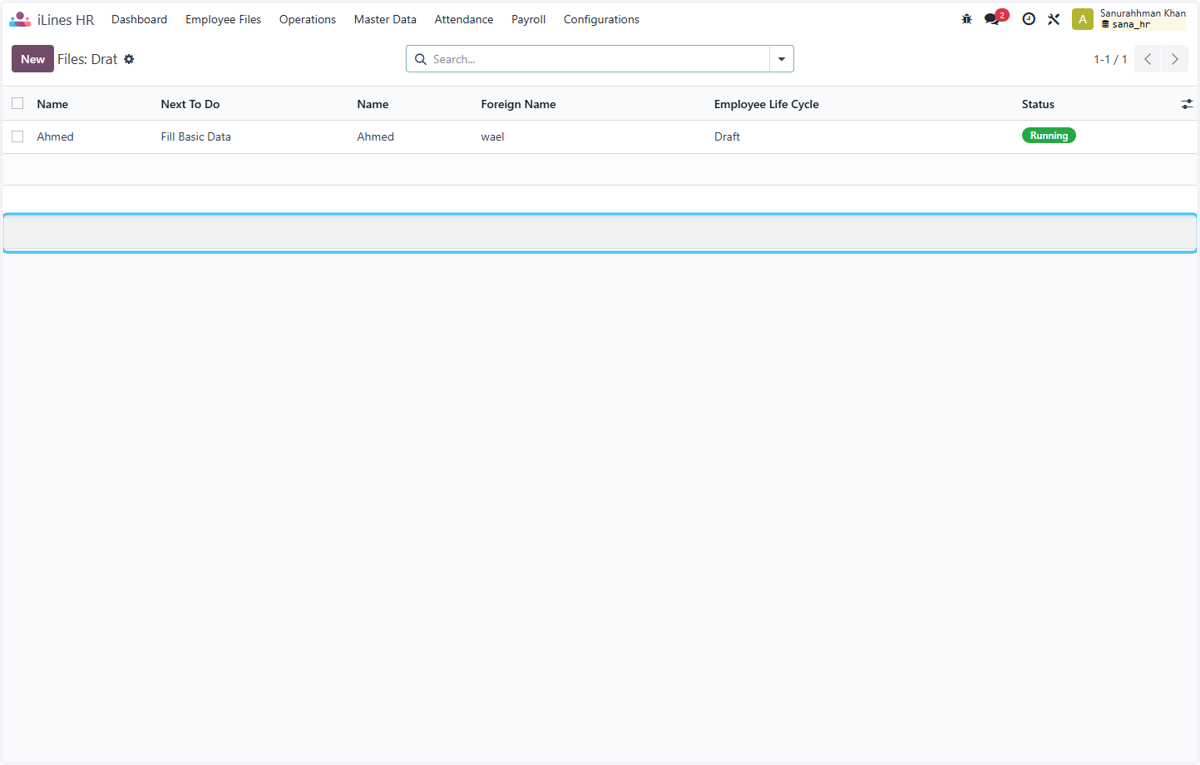Finally A draft Employee file is create