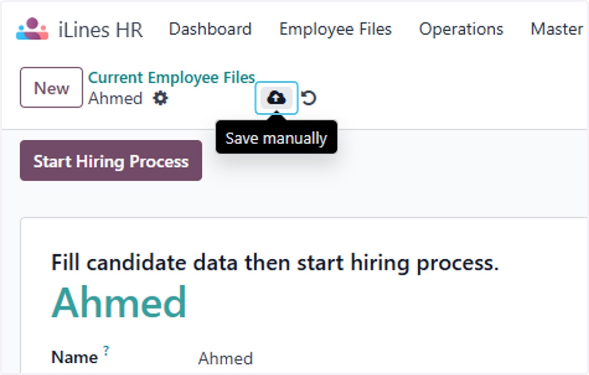 Click on Save manually