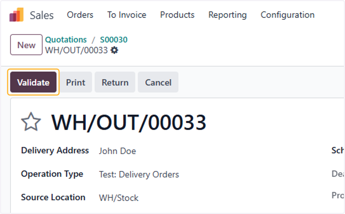 Click on Validate