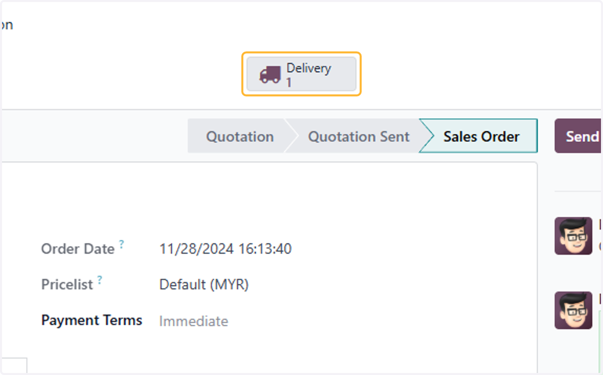 Click on Delivery