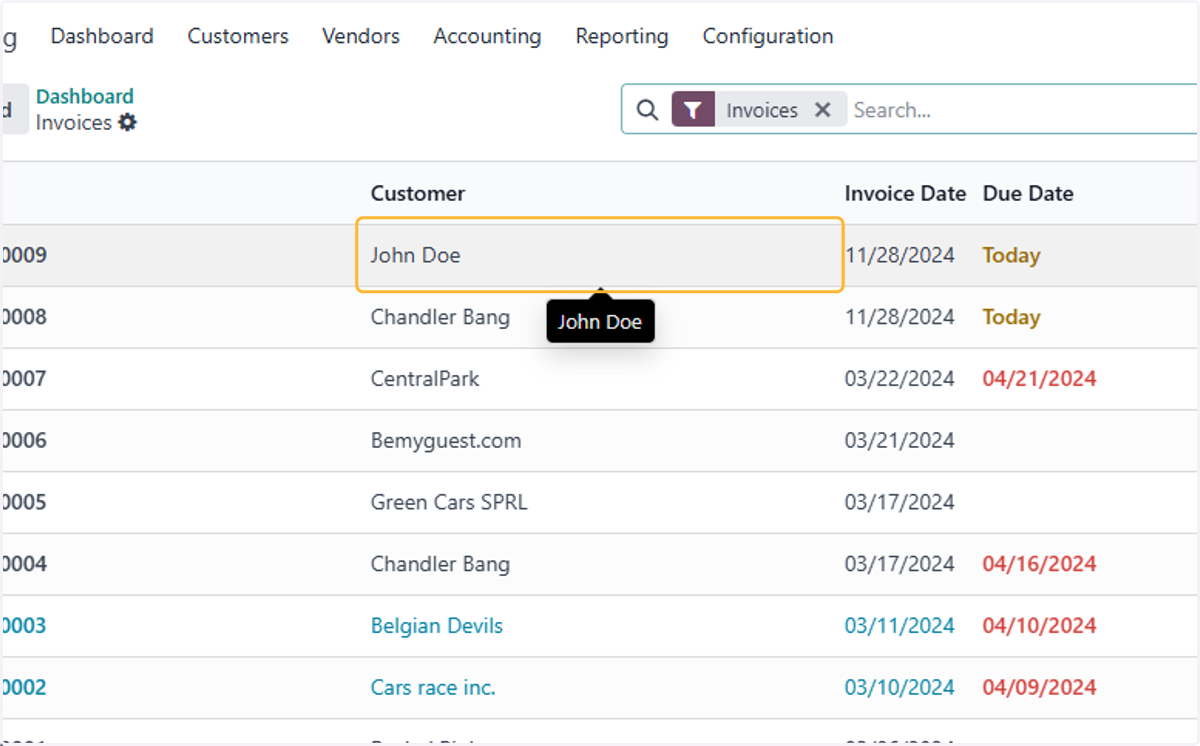 View created invoice in Accounting
