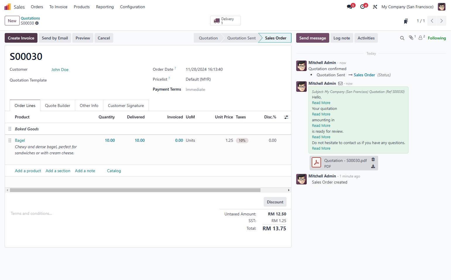 Click on Create Invoice