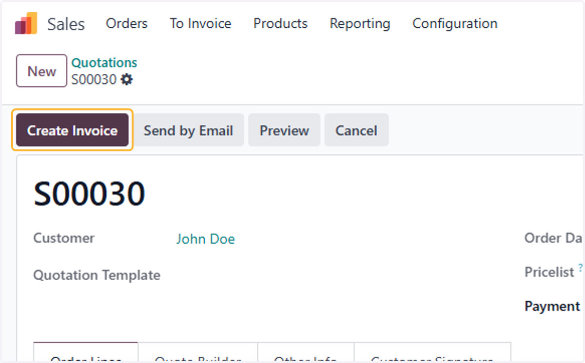 Click on Create Invoice