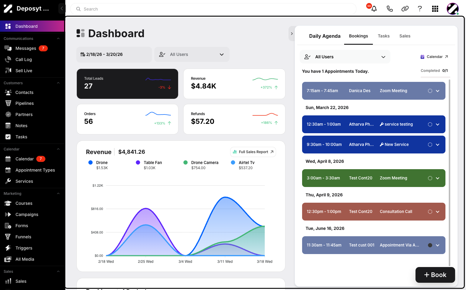 Step 1: Quick Actions can be accessed through the Messages section or within a Customer Modal.